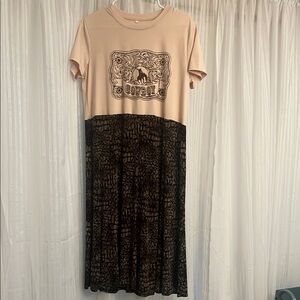 Women's Cowboy Graphic Dress - Black and Cream